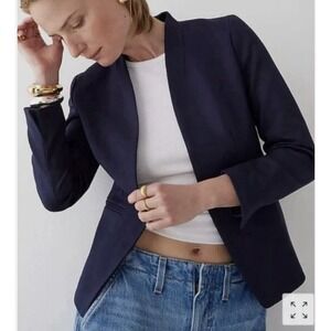 NWT J Crew Navy Blue GOING-OUT BLAZER Stretch Twill Collarless Blazer Jacket 4